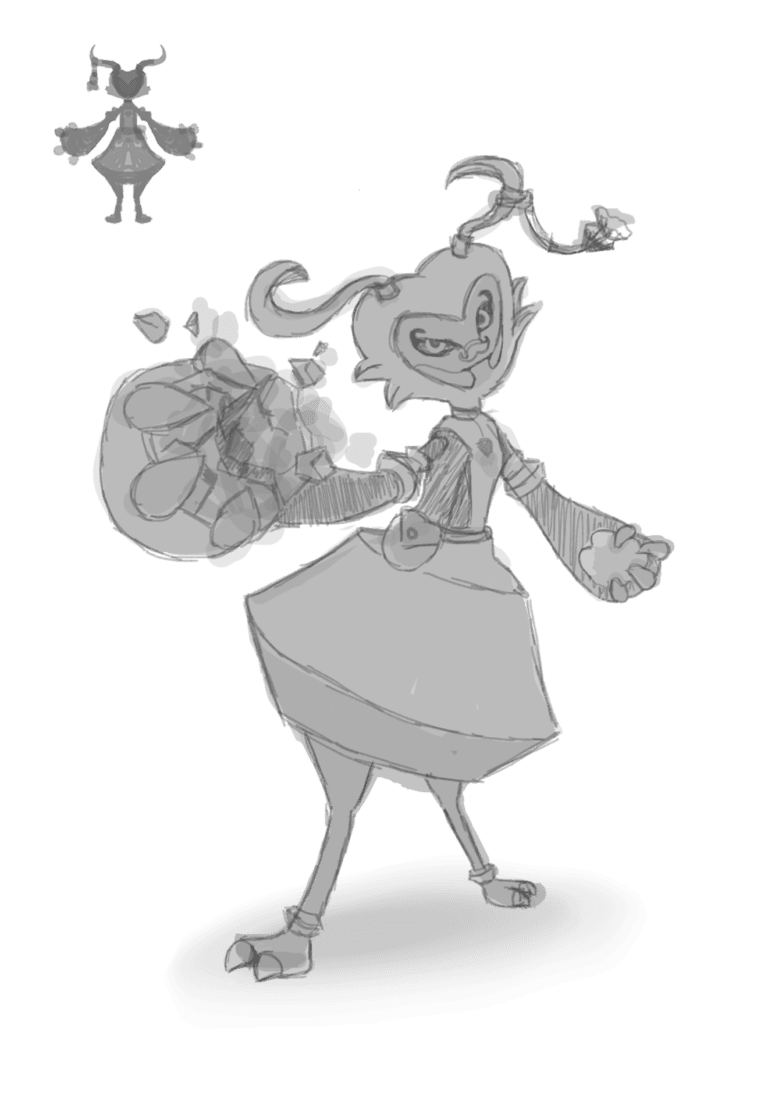 Creature Design - Loon (rough & lineart)